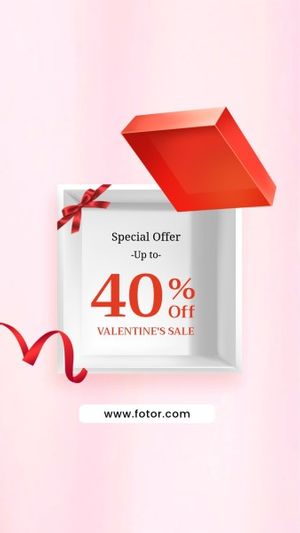 promotion, valentines promotion, discount, Pink Valentines Day Sale Instagram Story Template