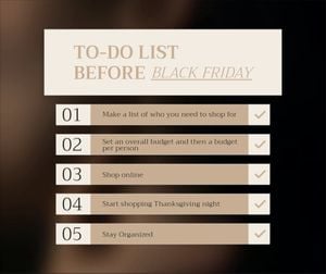 promotion, promo, to do list, Black Friday Fashion E-commerce Online Shopping Branding Checklist Facebook Post Template