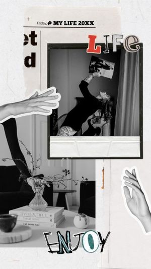 montage, paper, lifestyle, Retro Collage My Life Photo Collage Instagram Story Template