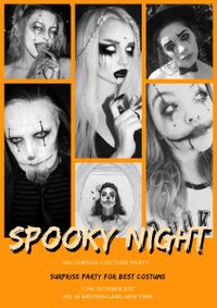 make-up parties, spooky night, makeup party, Halloween Costume Party Poster Template