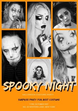 make-up parties, spooky night, makeup party, Halloween Costume Party Poster Template