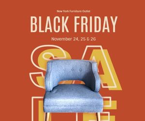 Orange Black Friday Furniture Super Sale Facebook Post