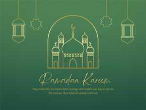 eid, mubarak, greeting, Green Minimalist Ramadan Kareem Card Template