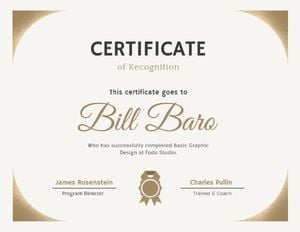 course certificate, couse, program award, Golden Recognition  Certificate Template