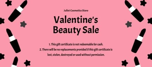 valentine's day, discount, cosmetics, Valentine's Sale Gift Voucher Gift Certificate Template