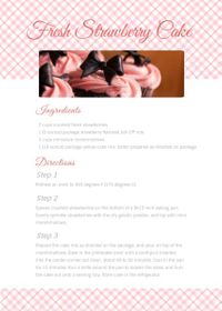 designer, designers, graphic design, Pink And White Strawberry Cakes Recipe Card Template