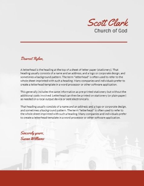 church, religion, sunday, Simple White And Red Letterhead Template