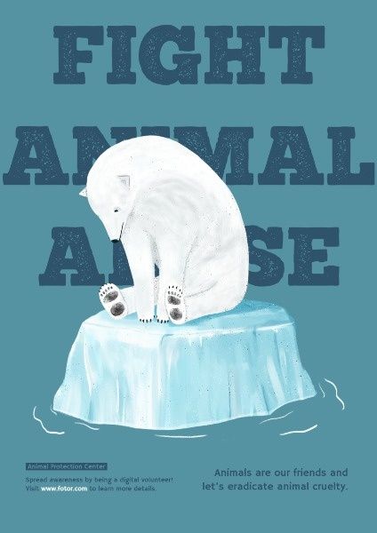 polar bear, environment protection, care, Fight Animal Abuse Poster Template