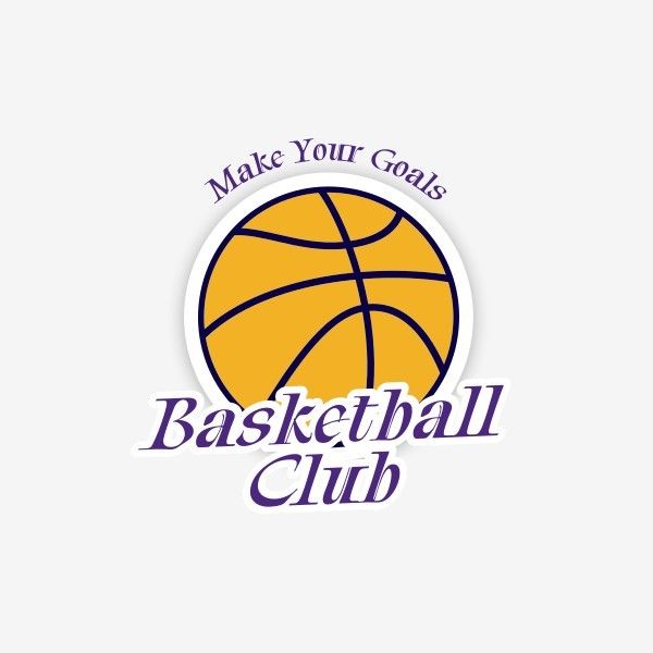 黄色と紫のモダンバスケットボールクラブ ロゴ