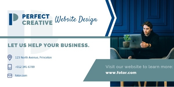 White And Blue Simple Business Web Design Marketing Ads Twitter Post