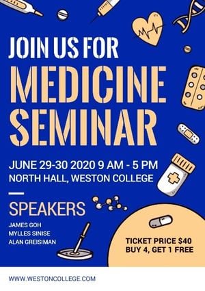 institute of medicine, education, healthcare, Medicine Seminar Flyer Template