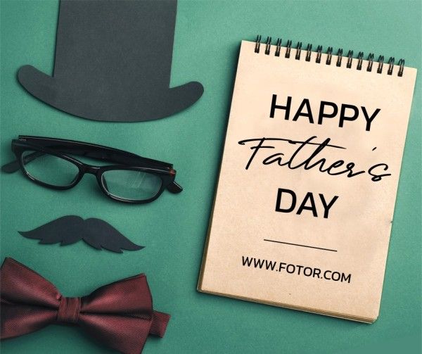 greeting, blessing, celebrate, Green And Black Retro Happy Father's Day Facebook Post Template