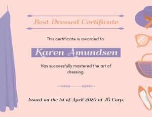 Best Dressed Certificate Certificate