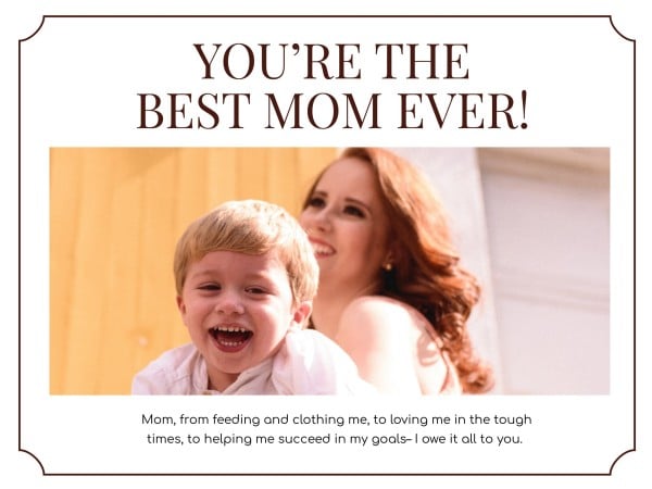 White Happy Mother's Day Card