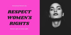 girl, woman, girl power, Black And Pink Respecting Women's Rights Post Twitter Post Template