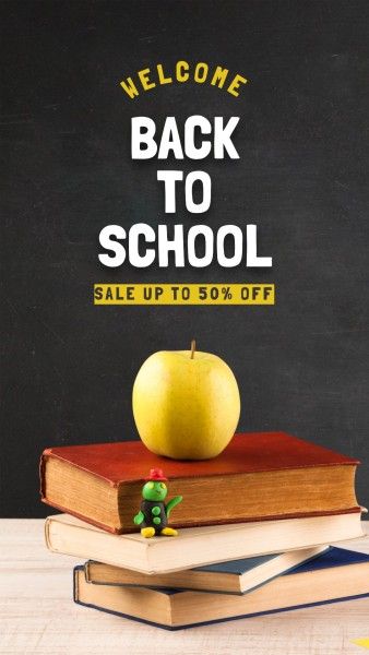 study, education, learning, Yellow And Black Simple Back To School Sale Instagram Story Template