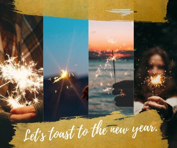 fireworks, new year, blessing, Gold Firework Facebook Post Template