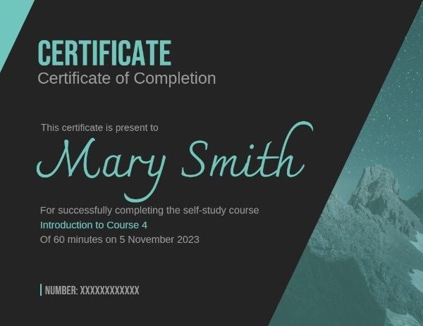 Certficate Of Course Completion Certificate