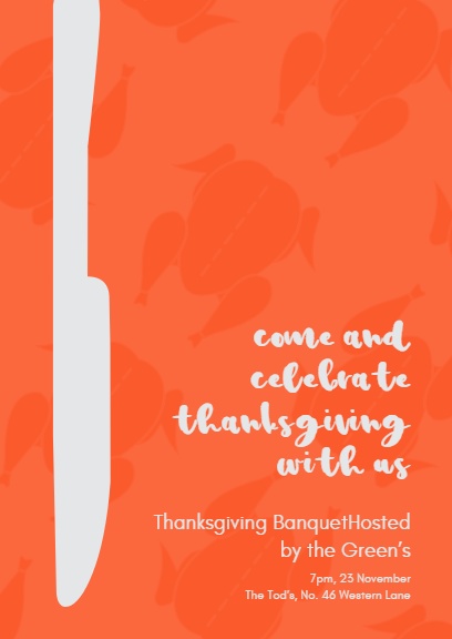 Orange Thanksgiving Day Party Invitation