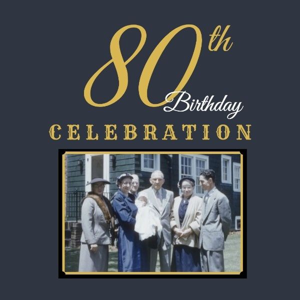 anniversary, celebration, celebrate, 80th Birthday Party Instagram Post Template