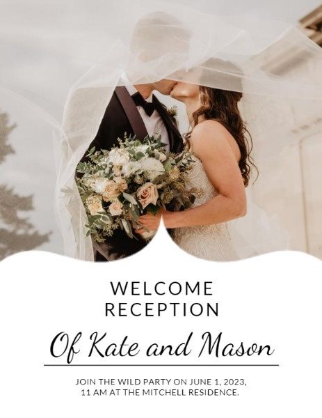 reception, ceremony, engagement, Kissing Happily Wedding Program Template