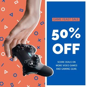 game, gear, device, Red And Blue Gaming Gadget Sale Instagram Post Template