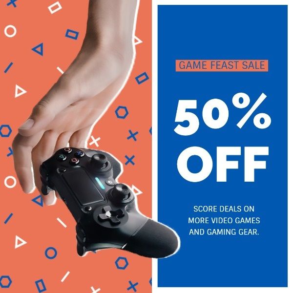 game, gear, device, Red And Blue Gaming Gadget Sale Instagram Post Template