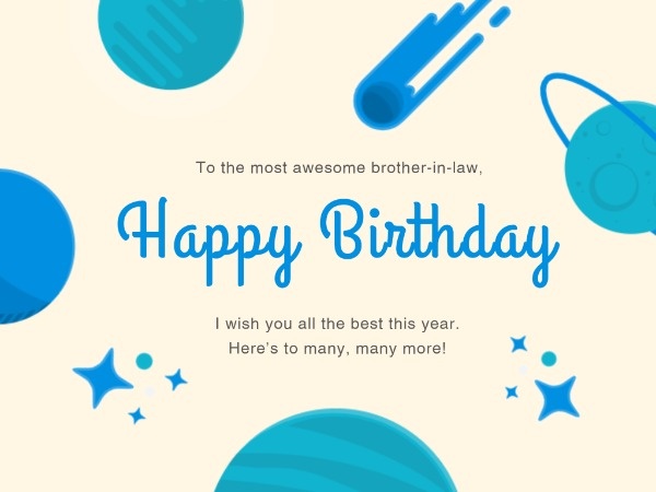 Blue Space Birthday Card