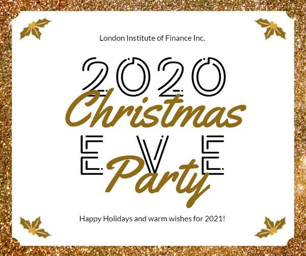 year, merry, celebration, White Glitter Christmas Eve Party Facebook Post Template