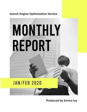 business, sales, corporate, Yellow And Gray Simple Search Engine Optimization Monthly Report Template
