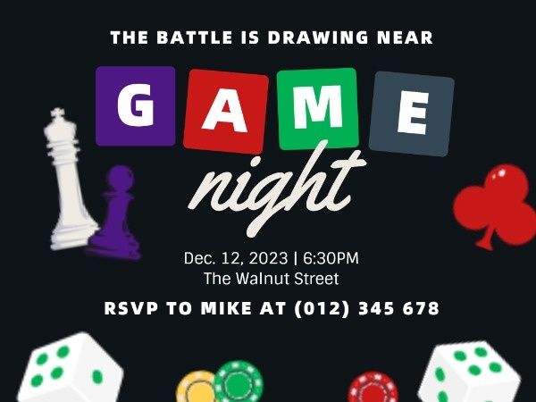 party, play, gambling, Dice Game Night Invitation Card Template