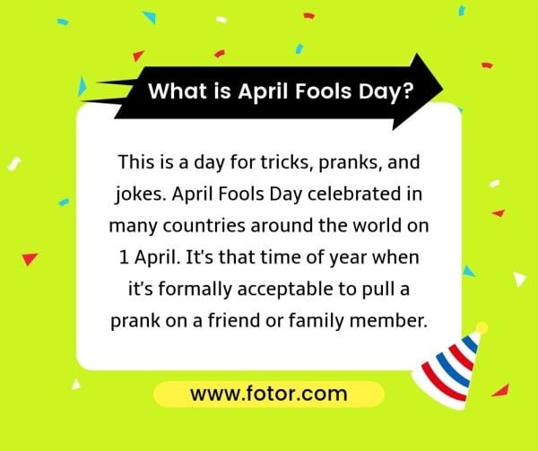 event, celebration, festival, Green Geometric What Is April Fools' Day Facebook Post Template