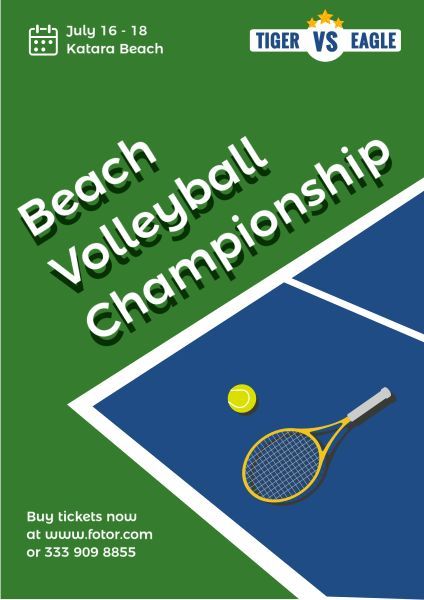 matches, tennis rackets, round, Beach Tennis Championship Poster Template