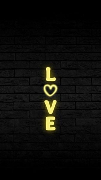 lock screen, home screen, text effect, Black Wall Background Glow Love Text Mobile Wallpaper Template