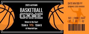 sport, sports, games, Black And Yellow Basketball Game Event Ticket Template