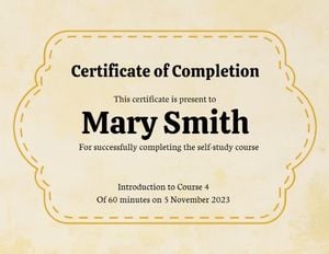 certificate of completion, self study, accomplishment, Simple Completion Certificate Template
