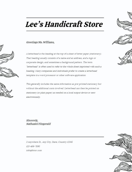 Simple Handicraft Store Letterhead Letterhead