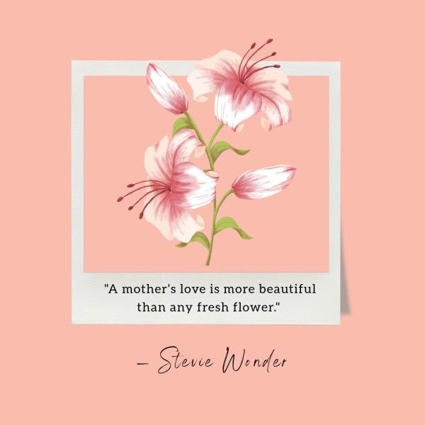 mothers day, mother day, greeting, Orange Pink Minimal Floral Mother's Day Quote Instagram Post Template