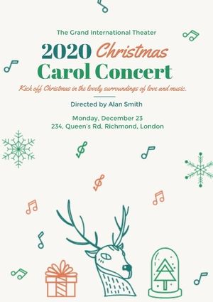 festival, holiday, christmas trees, Christmas Carol Concert Poster Template