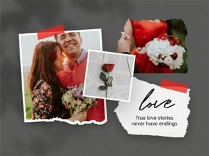 love, valentine, valentine's day, Red And Black Scrapbook Collage Photo Collage 4:3 Template