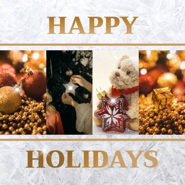 celebrate, festival, lights, Happy Holiday Collage Instagram Post Template