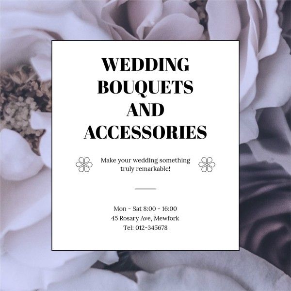 engagement, accessories, accessary, Wedding Bouquets Shop Ads Instagram Post Template