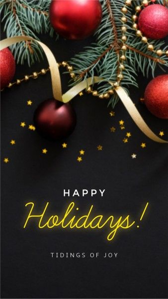xmas, holiday, wish, Black Elegant Classic Merry Christmas Instagram Story Template