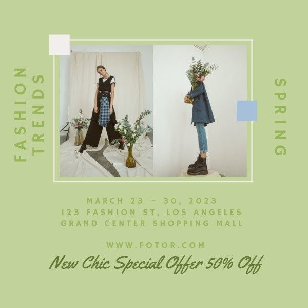 promotion, discount, store, Spring Clothes Fashion Sale Instagram Post Template