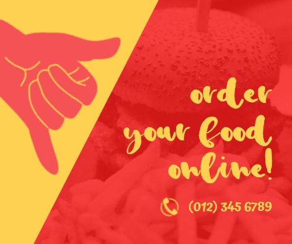 food delivery, food ordering, pizza, Food Online Ordering  Facebook Post Template