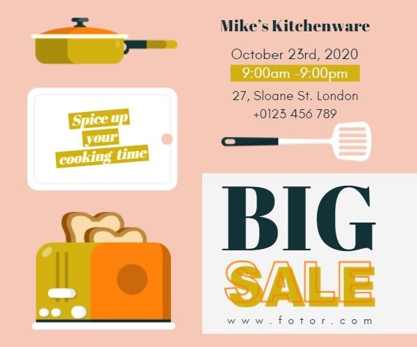cooking, cook, business, Kitchenware Big Sale Large Rectangle Template