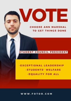 school, university, college, Red Student Council President  Poster Template