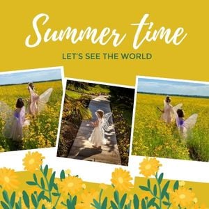 season, life, flower, Summer Time Kid's Outing Collage Instagram Post Template