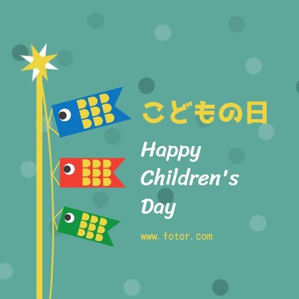 children, koinobori, childrens day, Japanese Style Poster Instagram Post Template