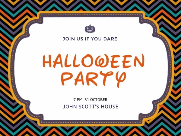 Pumpkin halloween party invitation Card